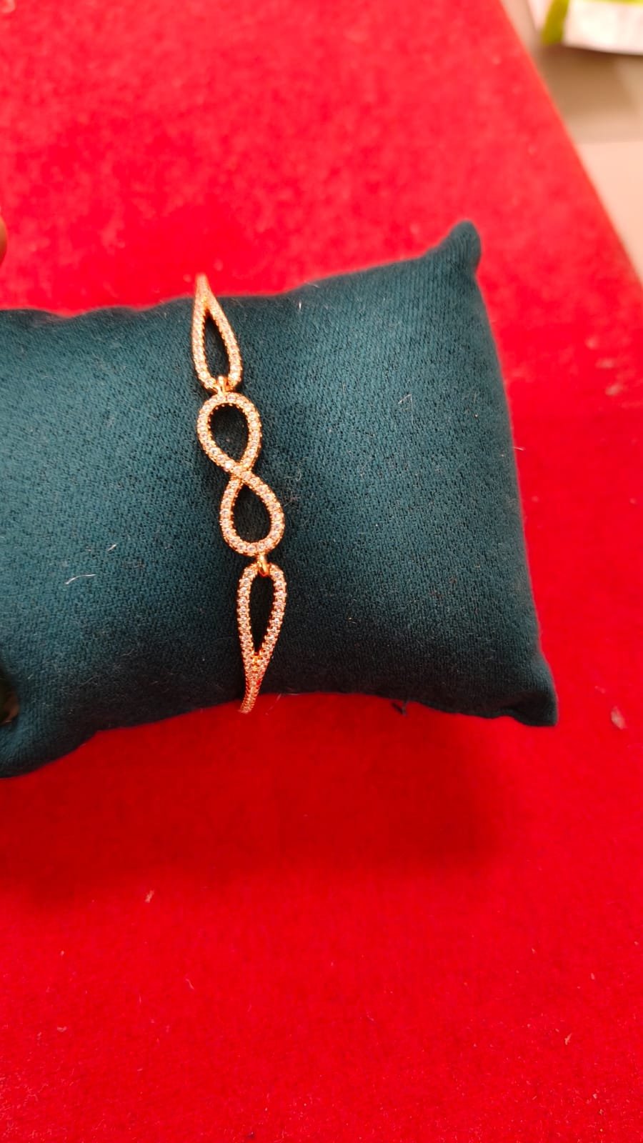 Rose Gold Plated Diamond Bracelet Infinity Design Detail - VRIHORA Daily Wear