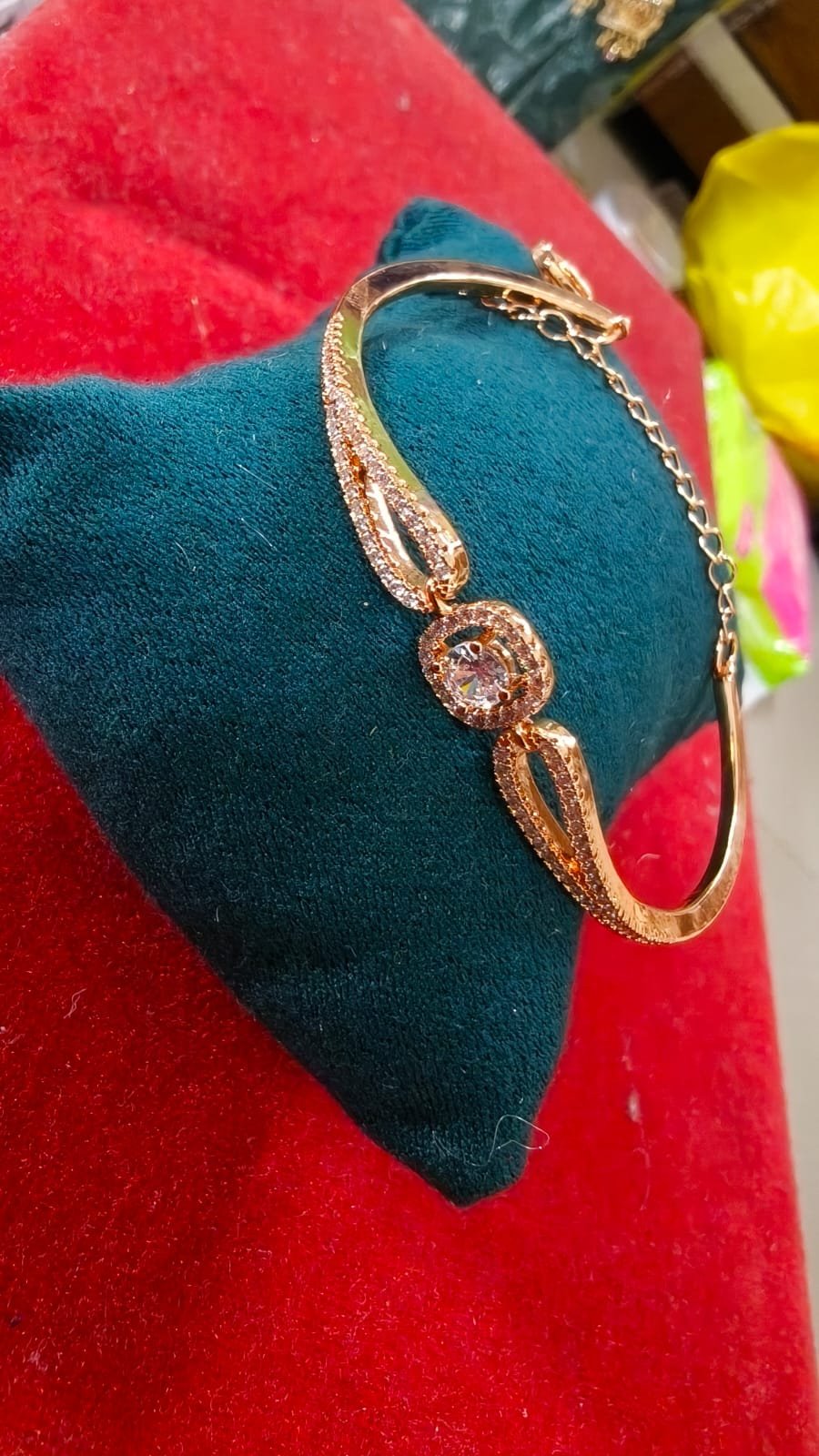 Rose Gold Diamond Infinity Bracelet Full View with Clasp - VRIHORA India